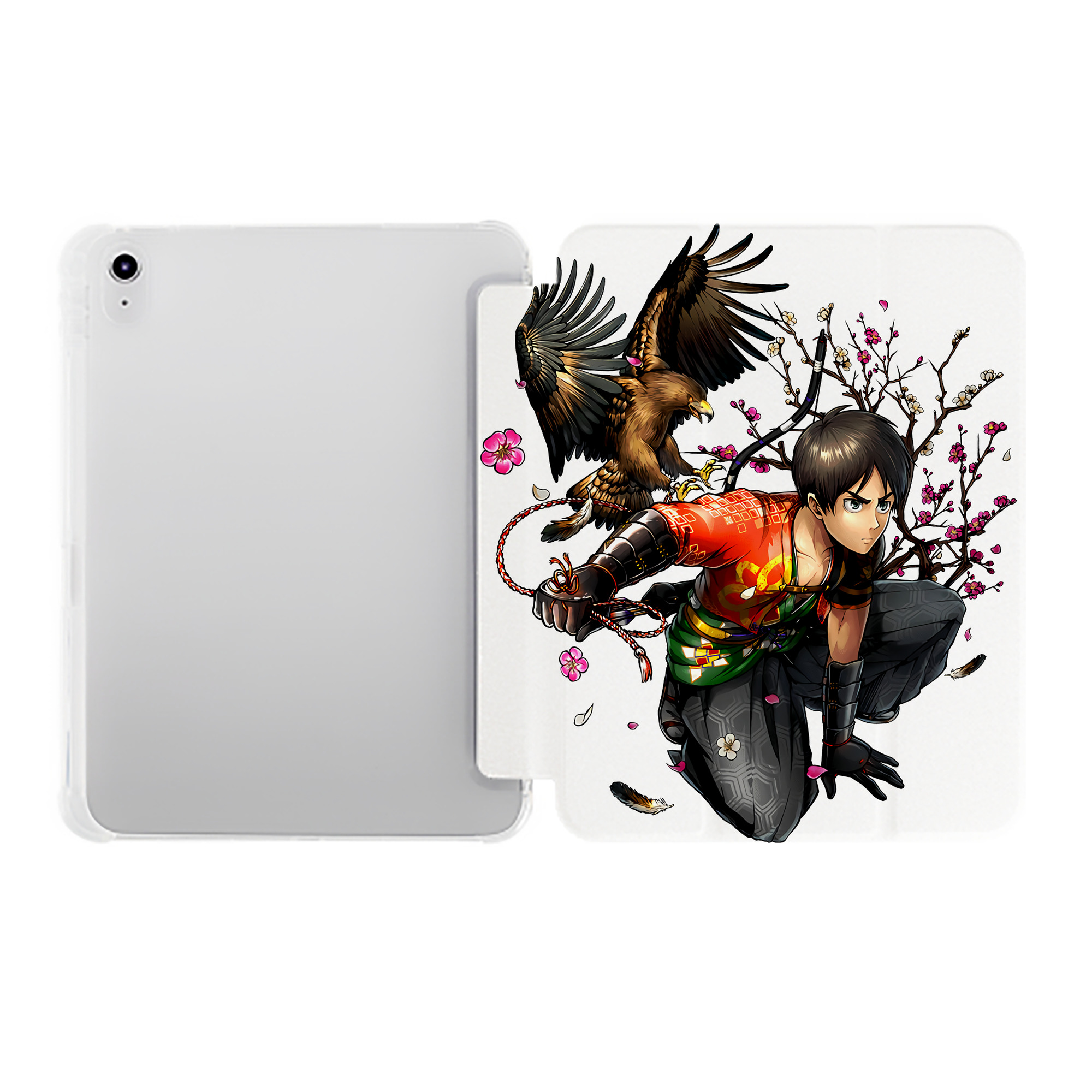 （画像用） 進撃の巨人 エレン･イェーガー Attack on Titan Eren Jäger IPad ケース ペン収納付き 三つ折りスタンド PUレザー×シリコン 対応機種9.5/10.5/10.9インチ